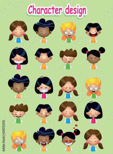 Set of cartoon male and female avatars