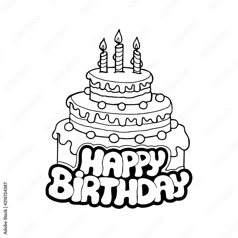 Cake cartoon illustration isolated on white background for children color book Cake cartoon illustration isolated on white background for children color book