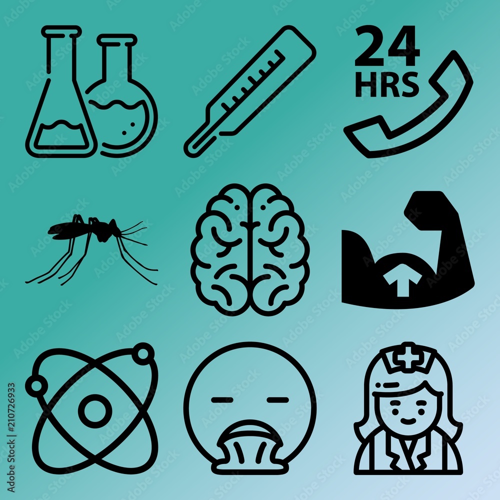 Vector icon set about medicine with 9 icons related to fitness, mosquitoes, caucasian, thermostat and temperature Vector icon set about medicine with 9 icons related to fitness, mosquitoes, caucasian, thermostat and temperature