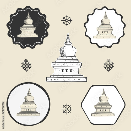 Fototapeta Stupa temple buddhism icon flat web sign symbol logo label