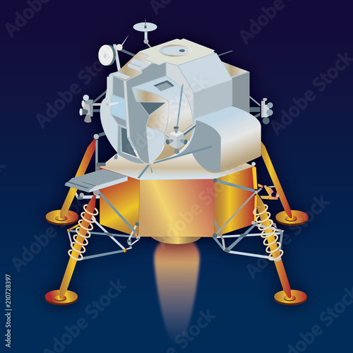 LEM lunar Module, Apollo 11, year 1969, landing on the moon satellite
