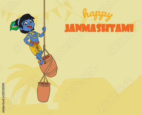 little Krishna. cartoon illustration
