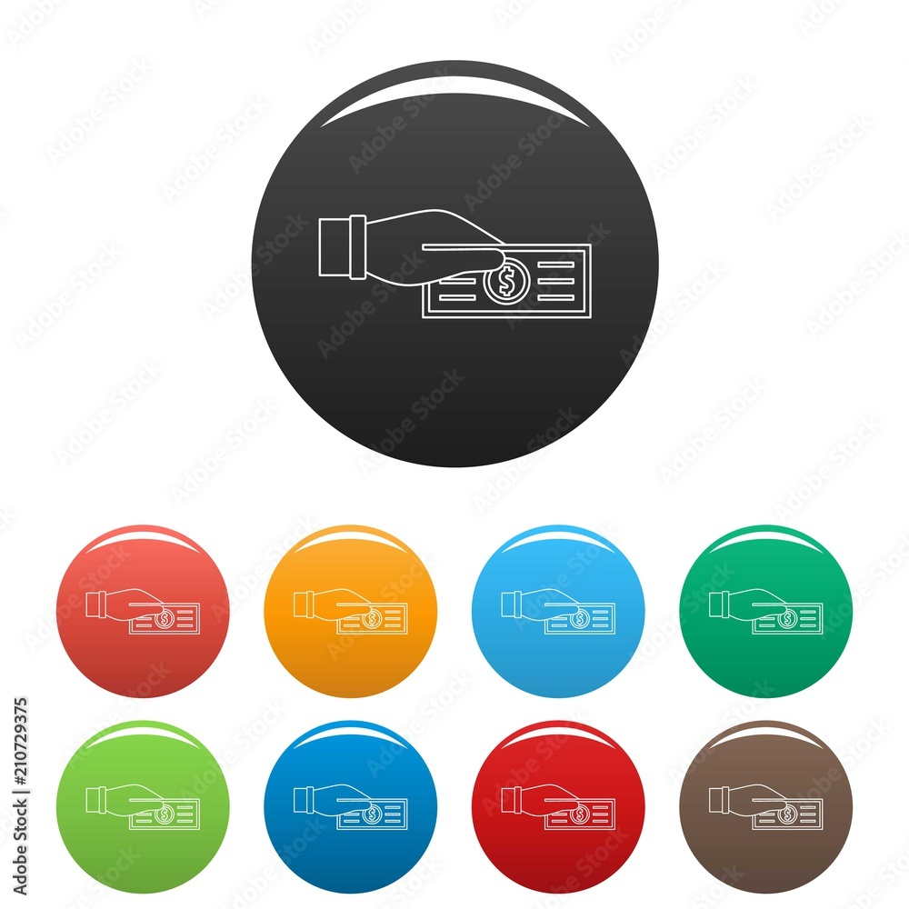 Take tax icon. Outline illustration of take tax vector icons set color isolated on white Take tax icon. Outline illustration of take tax vector icons set color isolated on white