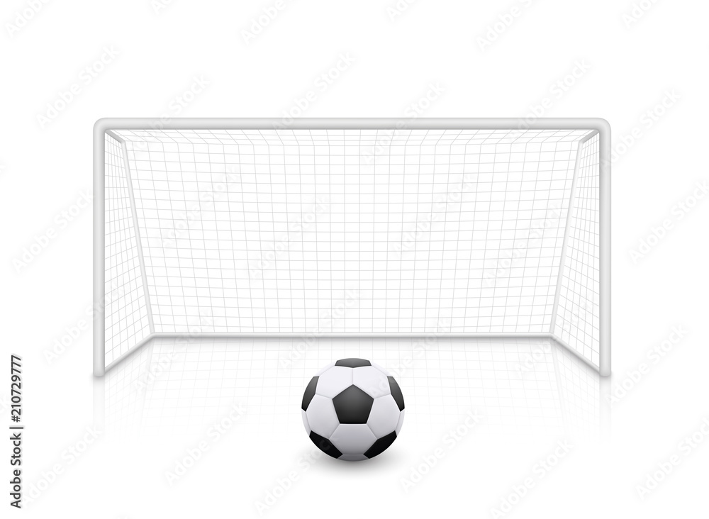 Vector realistic football soccer goal with grid. Football goal and