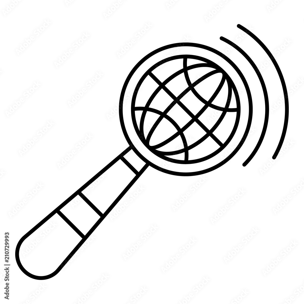 Magnified global glass icon. Outline illustration of magnified global glass vector icon for web design isolated on white background
