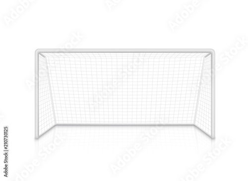 Vector realistic football soccer goal with grid. Football goal with shadow - stock vector.