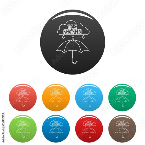 Tax season icon. Outline illustration of tax season vector icons set color isolated on white