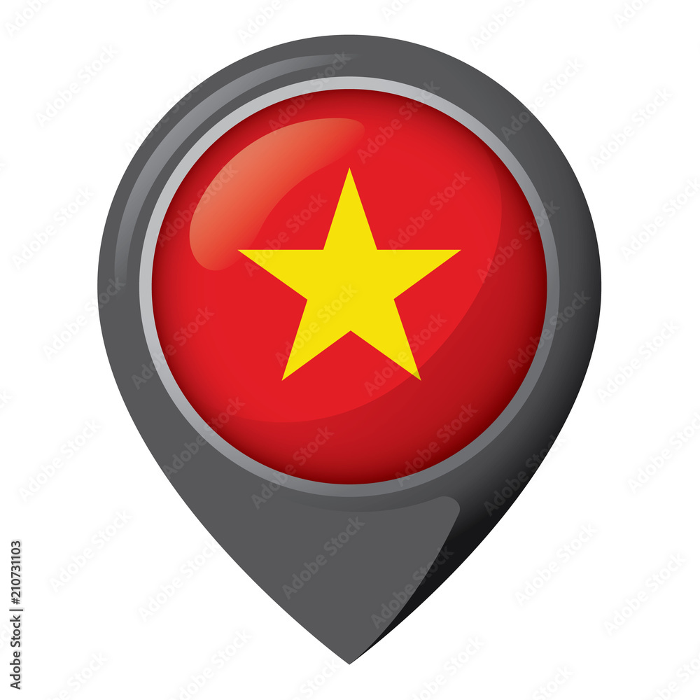 Icon representing location pin with flag of Vietnam. Ideal for catalogs of institutional materials and geography Icon representing location pin with flag of Vietnam. Ideal for catalogs of institutional materials and geography