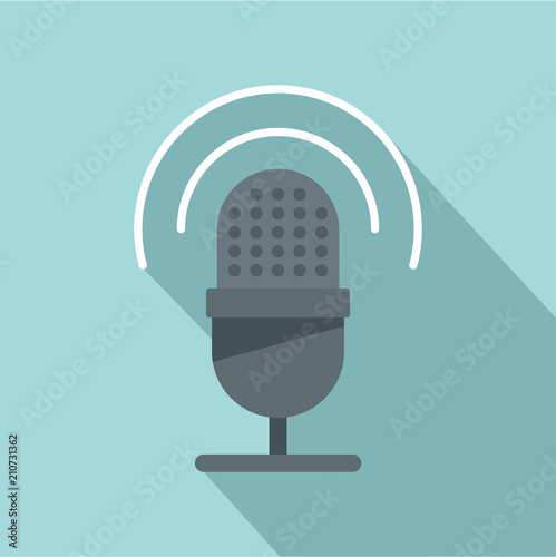 Studio microphone icon. Flat illustration of studio microphone vector icon for web design