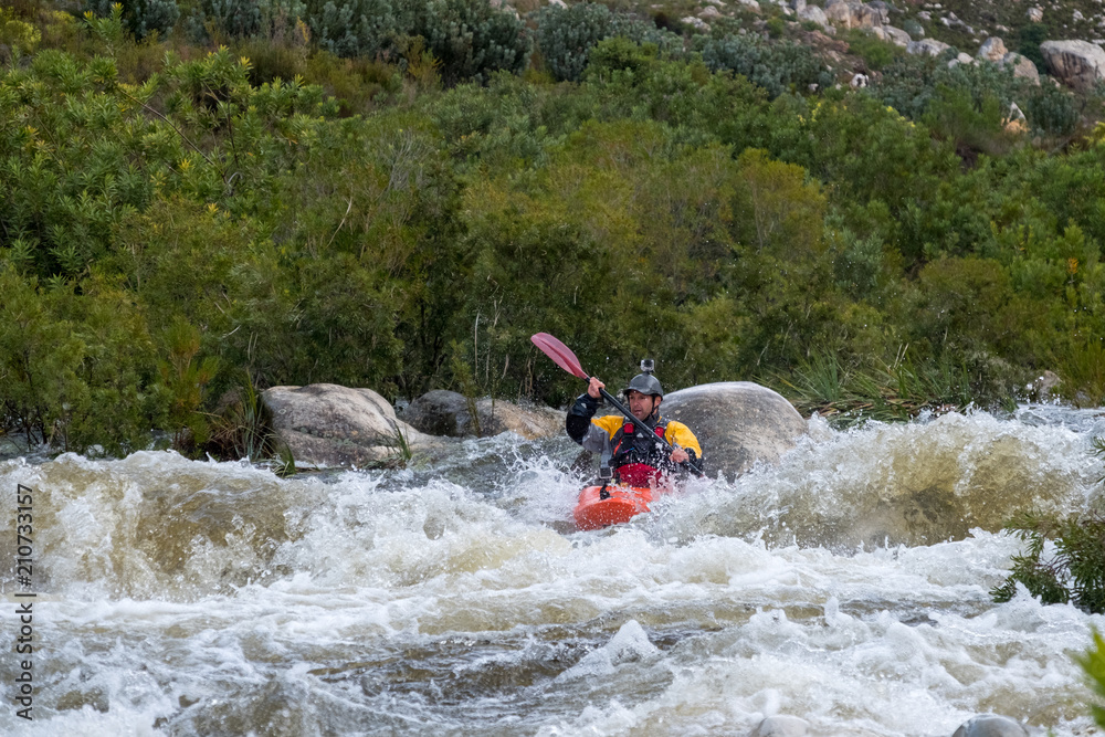 White water kayaking in Du Toits Kloof, South Africa
