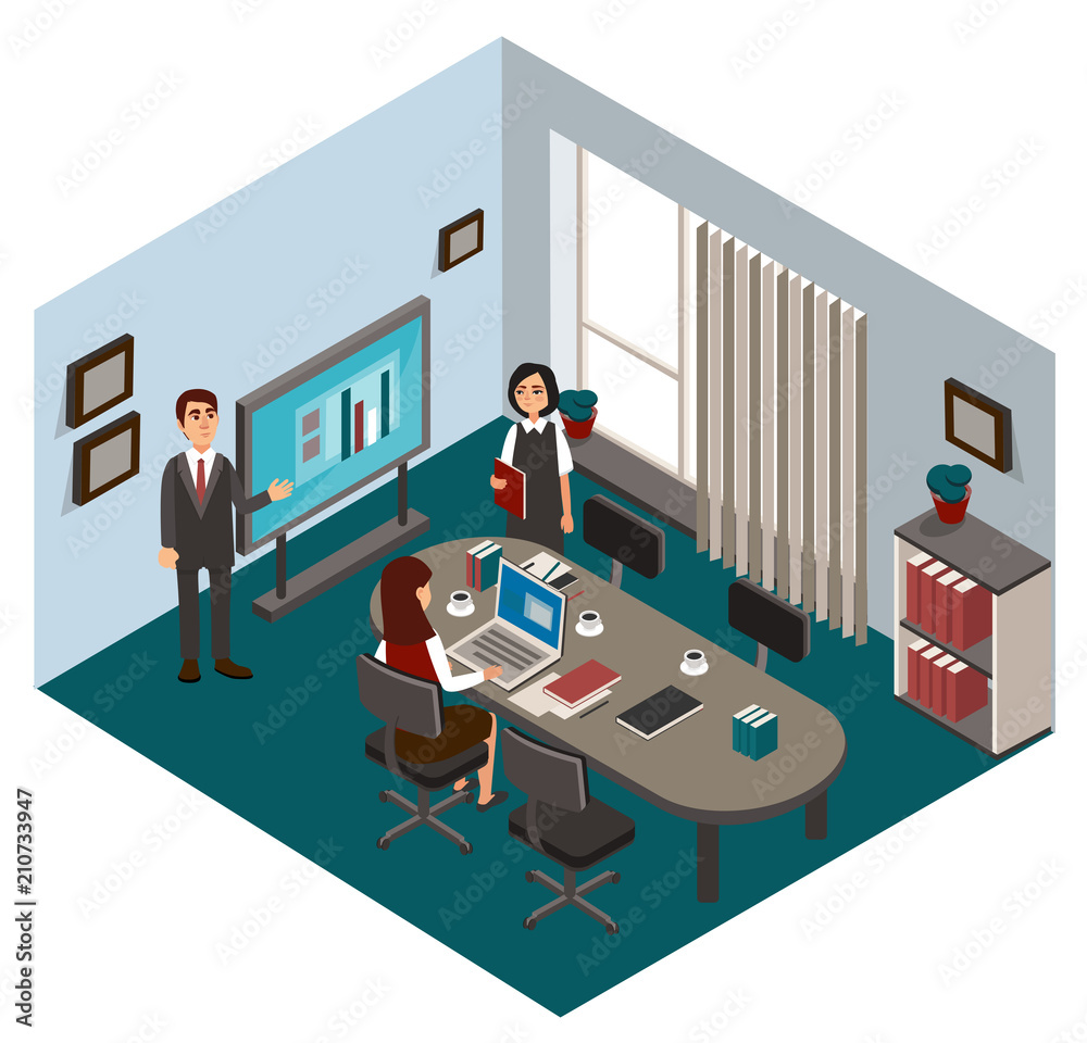 Typical working day in the office. Vector illustration. Stock Vector ...