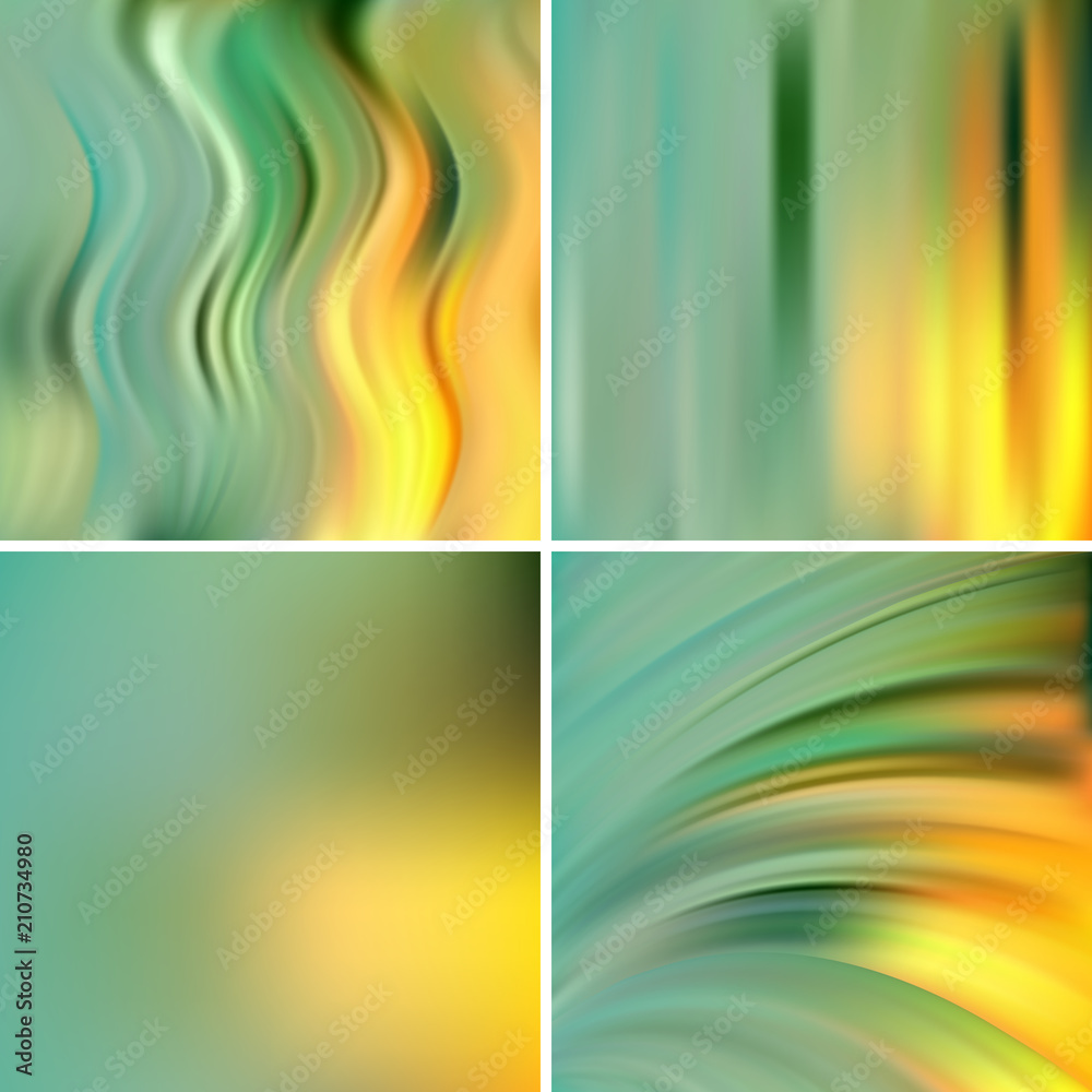 Abstract creative concept blurred background set. Elements for your website or presentation. Vector illustration. Yellow, green colors.