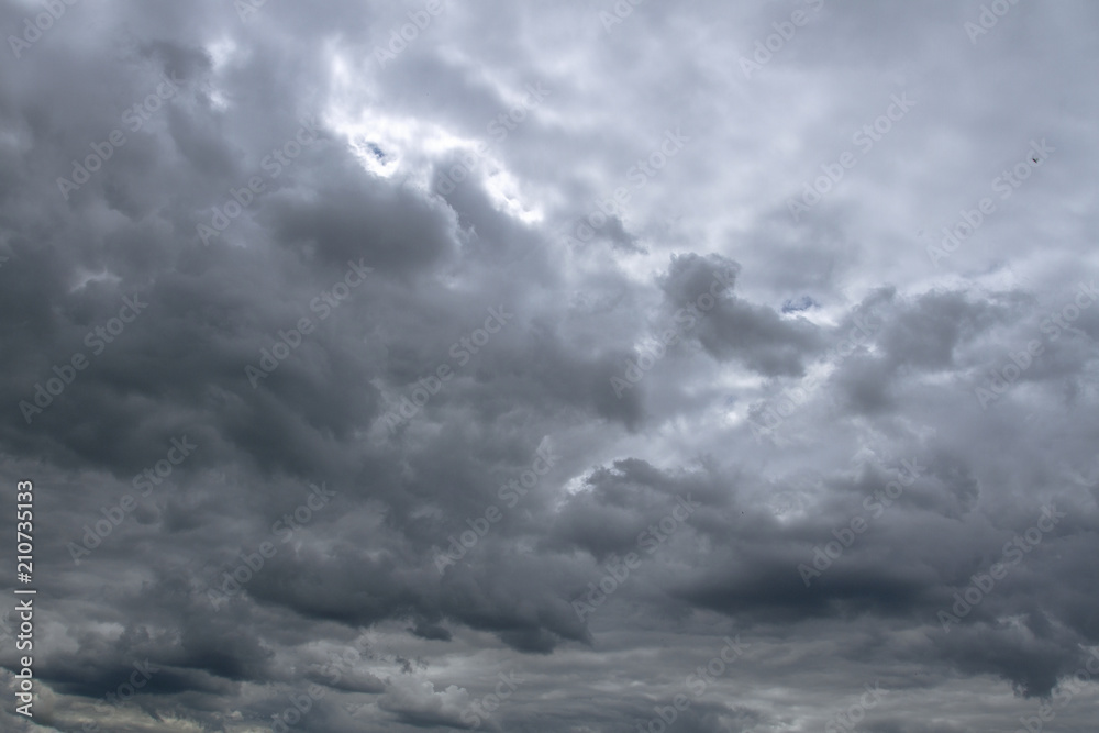 Background of  dramatic sky with dark  clouds. Sky  before a thunder-storm.