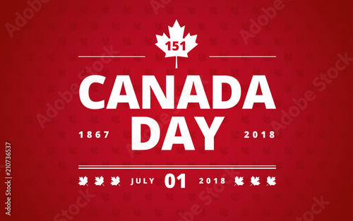 Canada Day greeting card red background - Canada Day typography design, Canada maple leaf vector