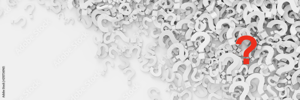 Infinite question marks with a distinct one, original 3d rendering illustration Infinite question marks with a distinct one, original 3d rendering illustration