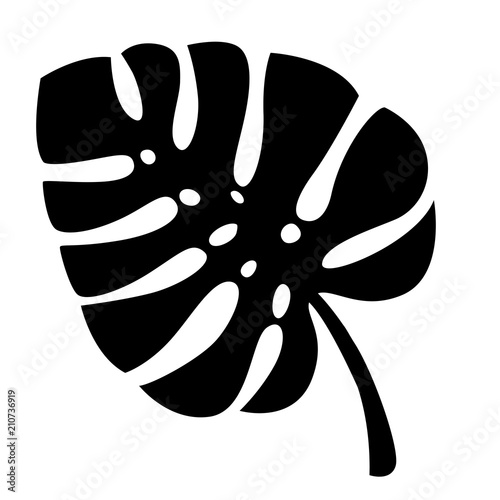 Black silhouette. Tropical leaves. Exotical jungle leaf. Vector floral element. Isolated on white background
