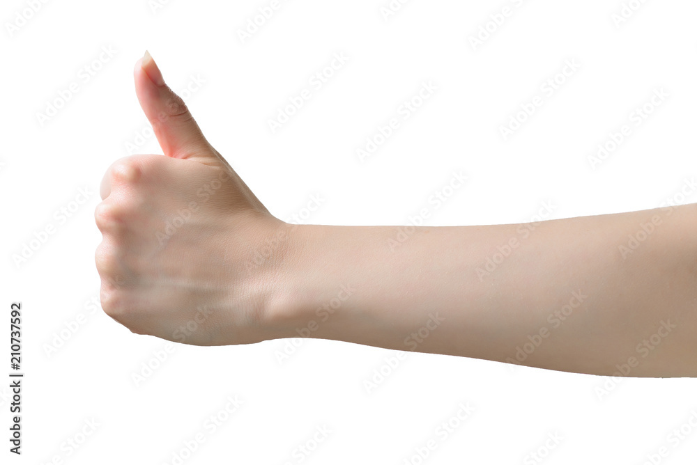 Woman hand symbol is mean ok isolated on white background