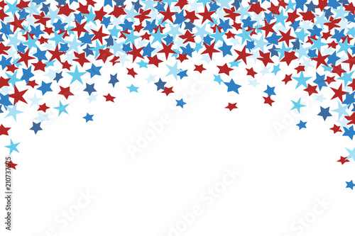 Red White Blue Falling Stars Horizontal Vector Illustration 1