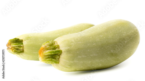 Two zucchini on a white background. Isolated vegetables.