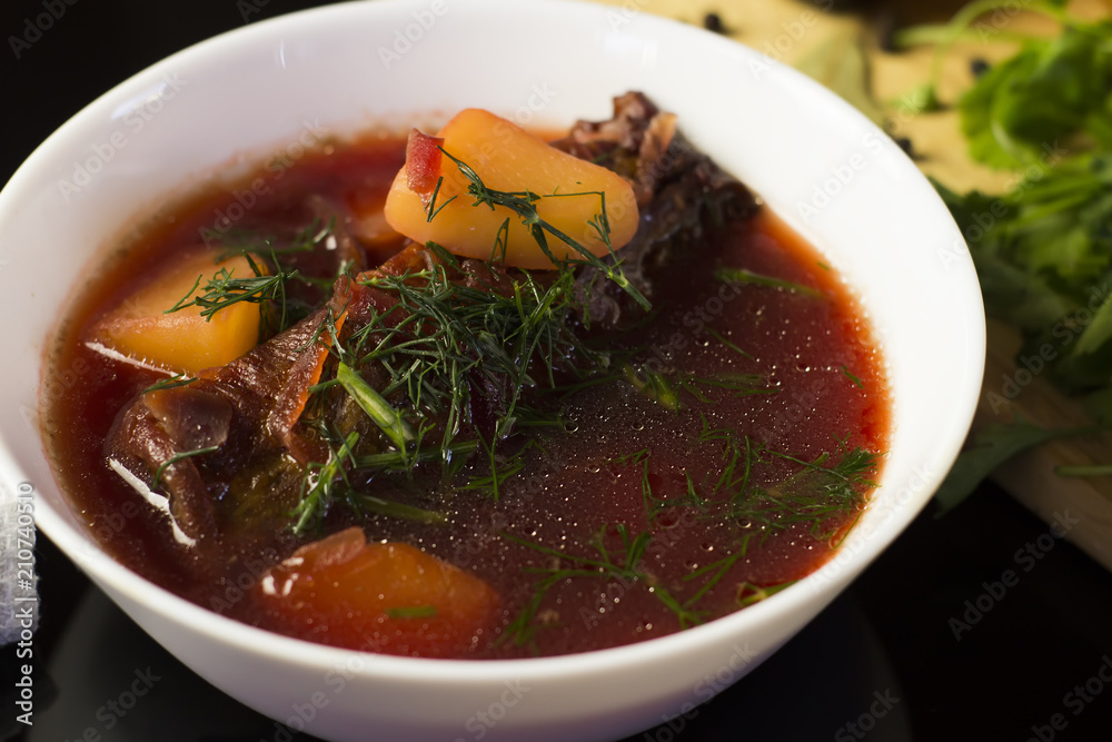 Beetroot soup. Healty traditional nutrition Beetroot soup. Healty traditional nutrition