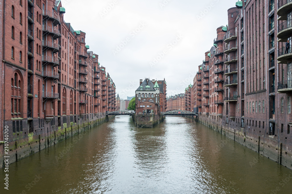 Old building in the Hafencity Warehouse district in Hamburg