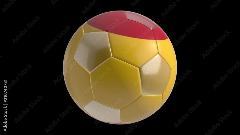 Seamless looping 3d animated soccer ball with the flag of Spain in 4K resolution Seamless looping 3d animated soccer ball with the flag of Spain in 4K resolution