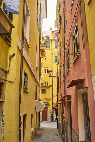 Typical Narrow Italian Streets at Picturesque Town Lerici Liguri