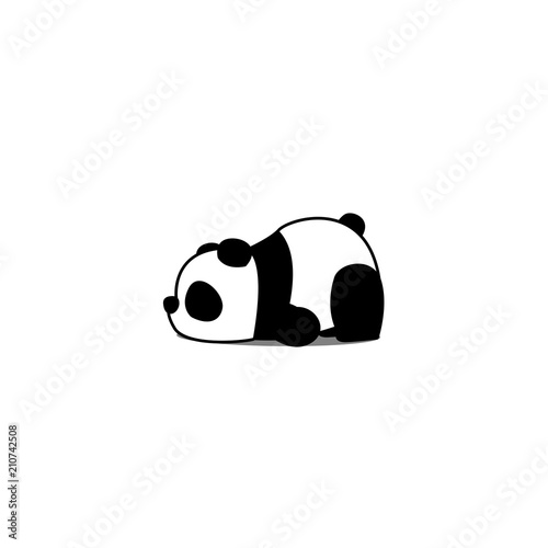 Lazy panda cartoon, vector illustration