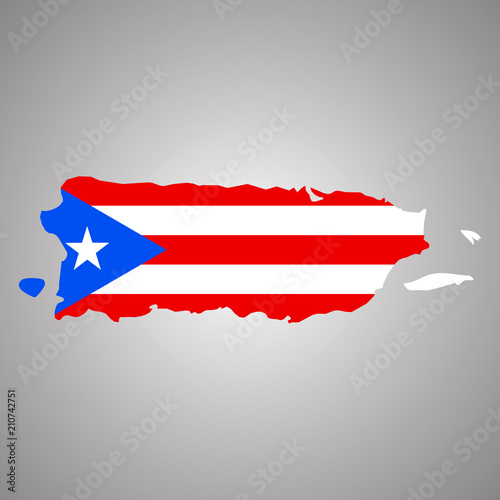 Map of Puerto Rico with flag