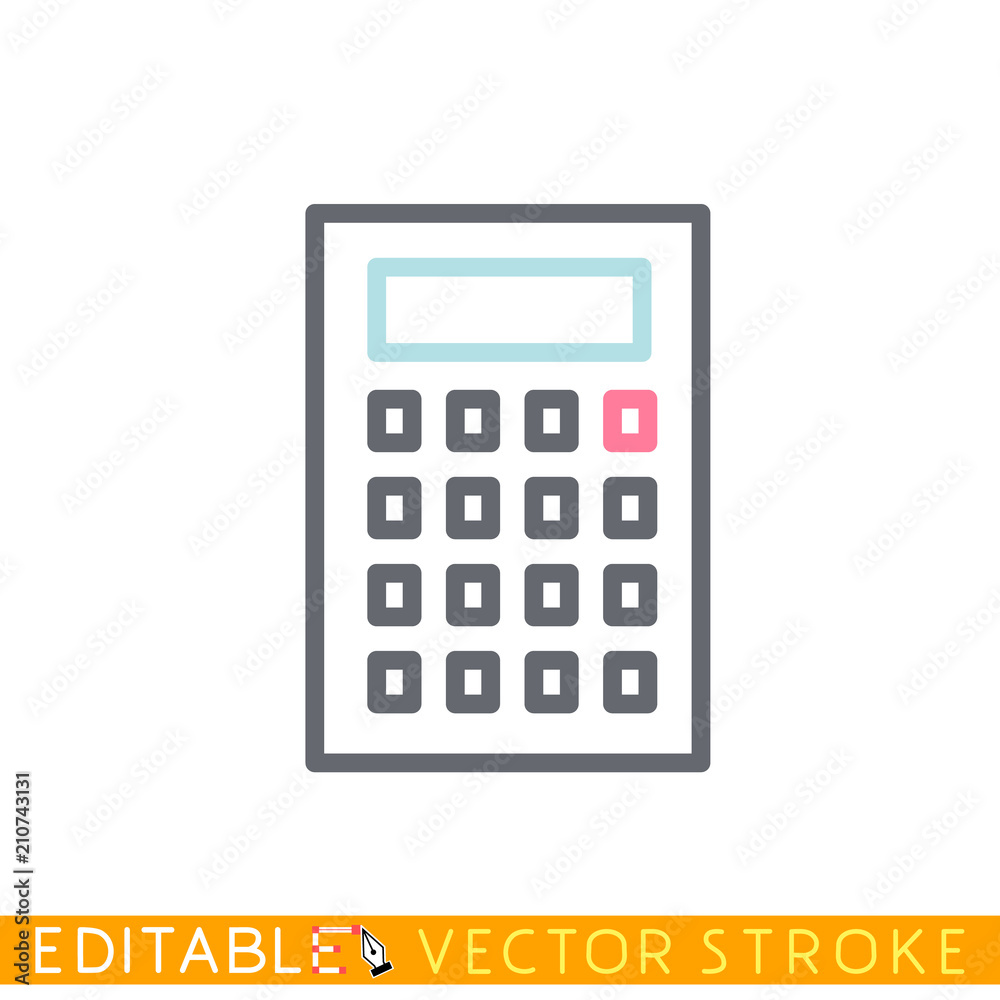Calclator math icon. Editable stroke sketch icon. Stock vector illustration. Calclator math icon. Editable stroke sketch icon. Stock vector illustration.
