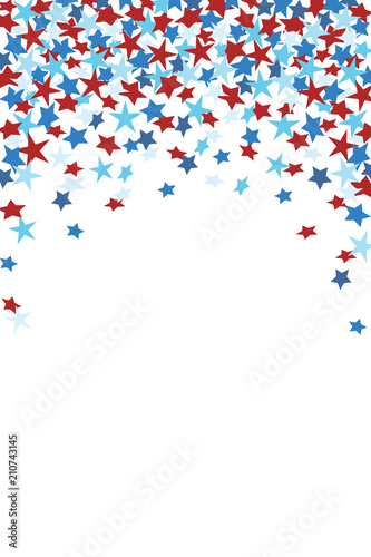 Fototapeta Naklejka Na Ścianę i Meble -  Red White Blue Falling Stars Vertical Vector Illustration 1