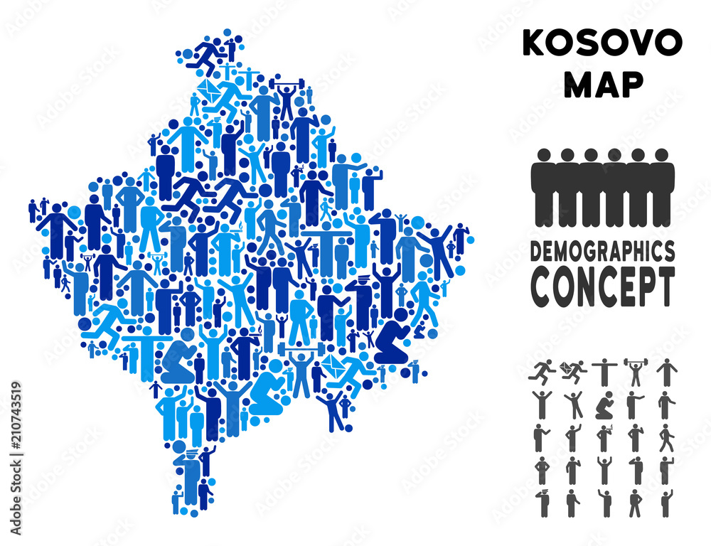 Vector population Kosovo map. Demography composition of Kosovo map