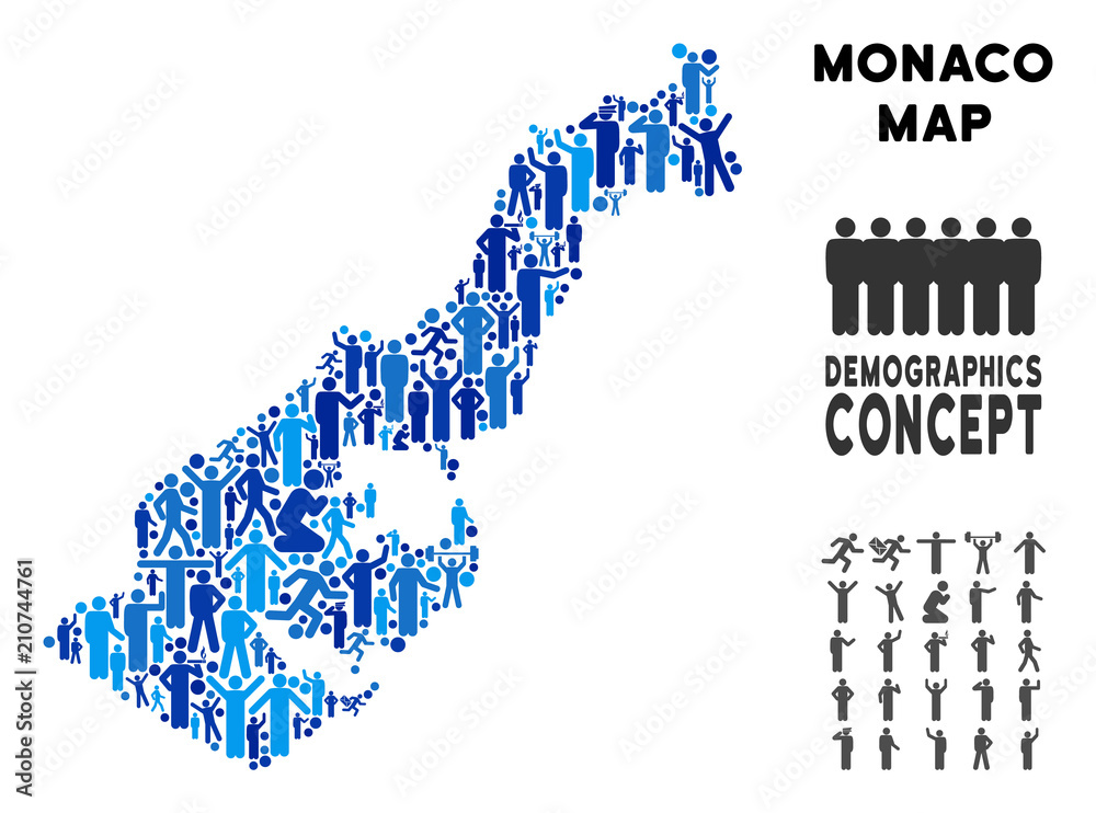 Vector population Monaco map. Demography concept of Monaco map designed