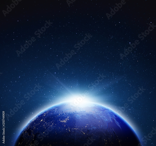 Planet Earth sunrise. 3d rendering