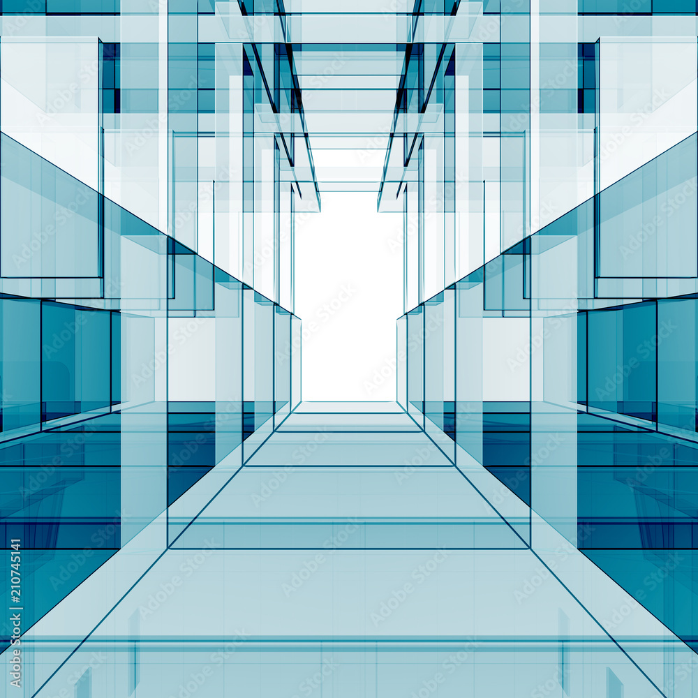 Obraz premium Blue cube 3d rendering