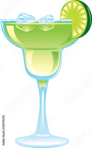 Illustration of a strawberry margarita with a lime