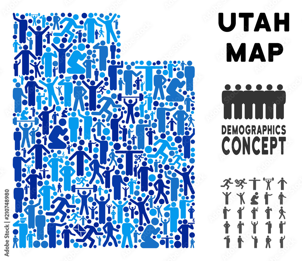 Vector population Utah State map. Demography collage of Utah State map ...