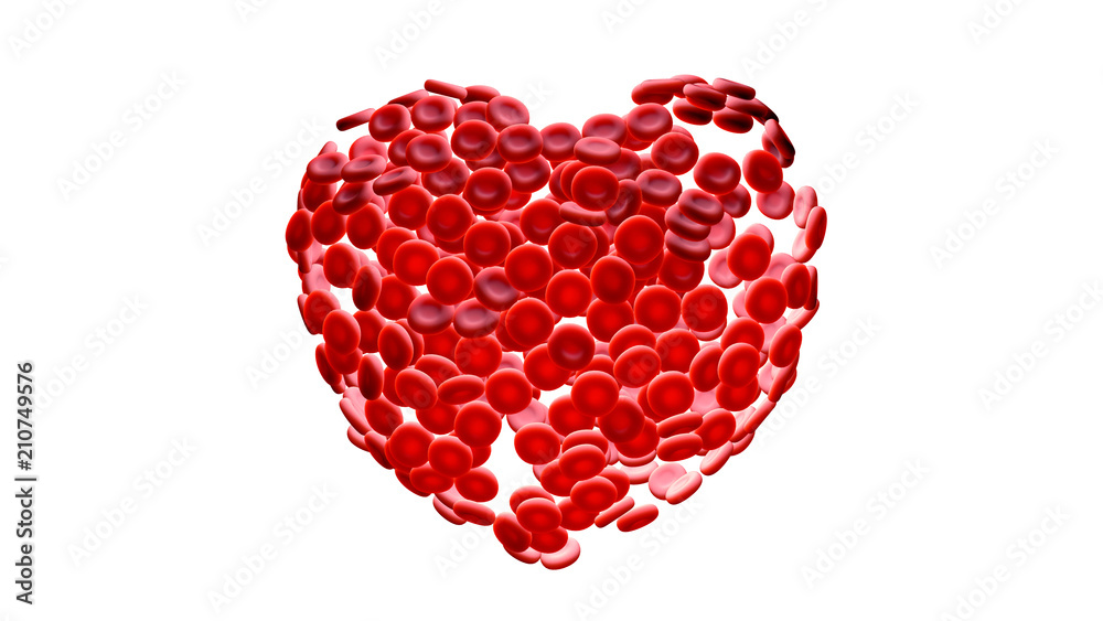 Heart filled with red blood cell Heart filled with red blood cell