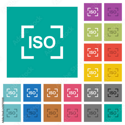 Camera iso speed setting square flat multi colored icons