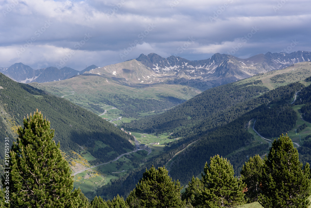 Natural landscape of the Incles Valley, Canillo, Andorra.