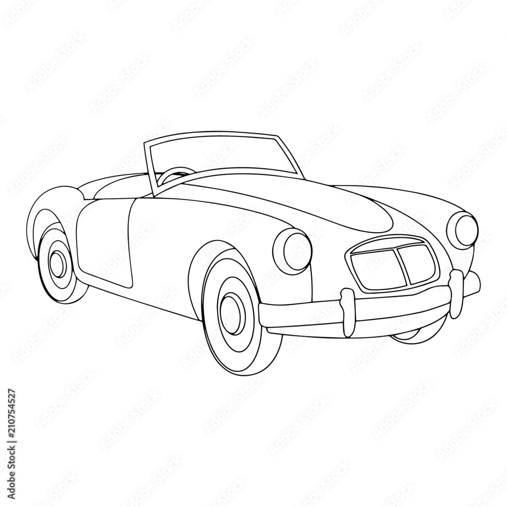 Car cartoon illustration isolated on white background for children color book