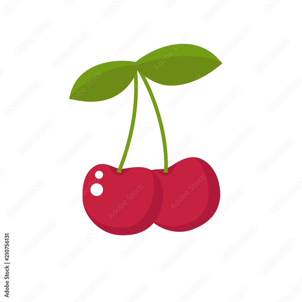 Cherry cartoon, simple design. Cherries icon clipart. Stock Vector