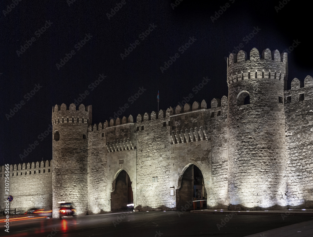 old city fortress gates landmark in downtown baku azerbaijan