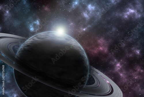 Fototapeta Naklejka Na Ścianę i Meble -  Vibrant outer space with stars, nebula and planets.