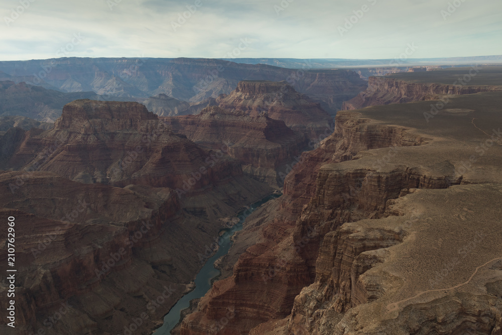 Aerial View of Grand Canyon National Park and Colorado River