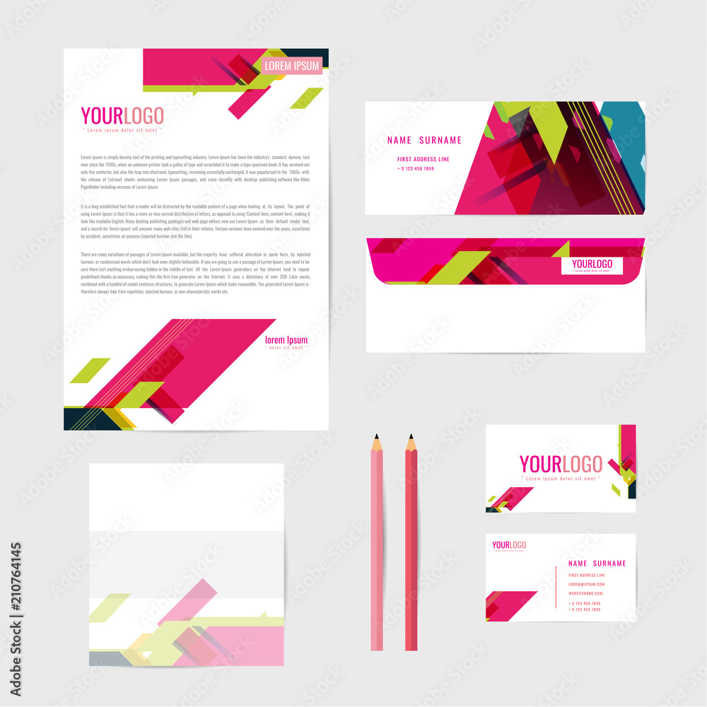 Corporate Identity Template. Business. Business Card. Pencil. Book. letter. vector
