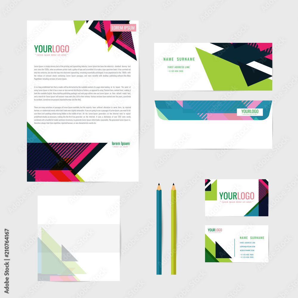 Corporate Identity Template. Business. Business Card. Pencil. Book. letter. vector