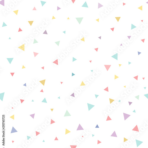 Seamless pattern, abstract falling confetti triangle with white background, vector illustration