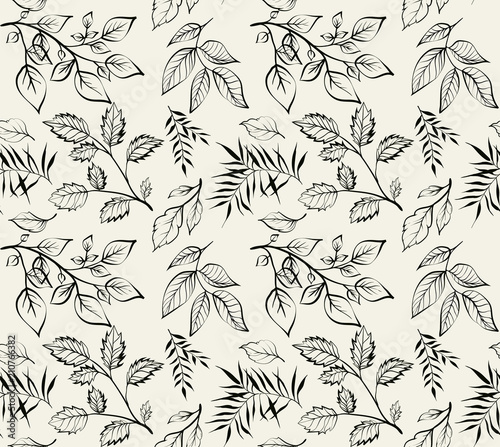 Vintage design for you personal cover. Engraving of spring leaves. The theme for the menu. Hop texture illustration in the engraving style. Vector illustration