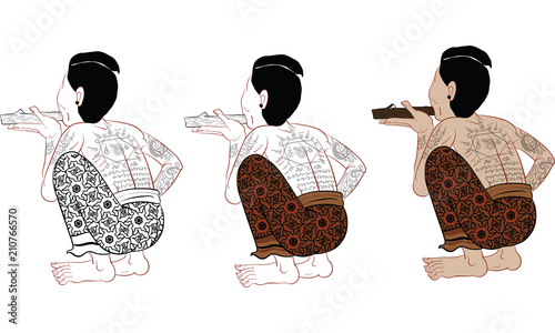 Thai traditional painting, tattoo, cracked colour painting